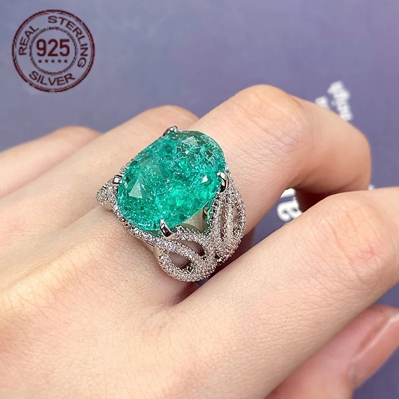 Silver Zircon Ring Prong Setting For Women Fine Jewelry