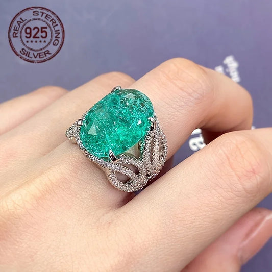 Silver Zircon Ring Prong Setting For Women Fine Jewelry