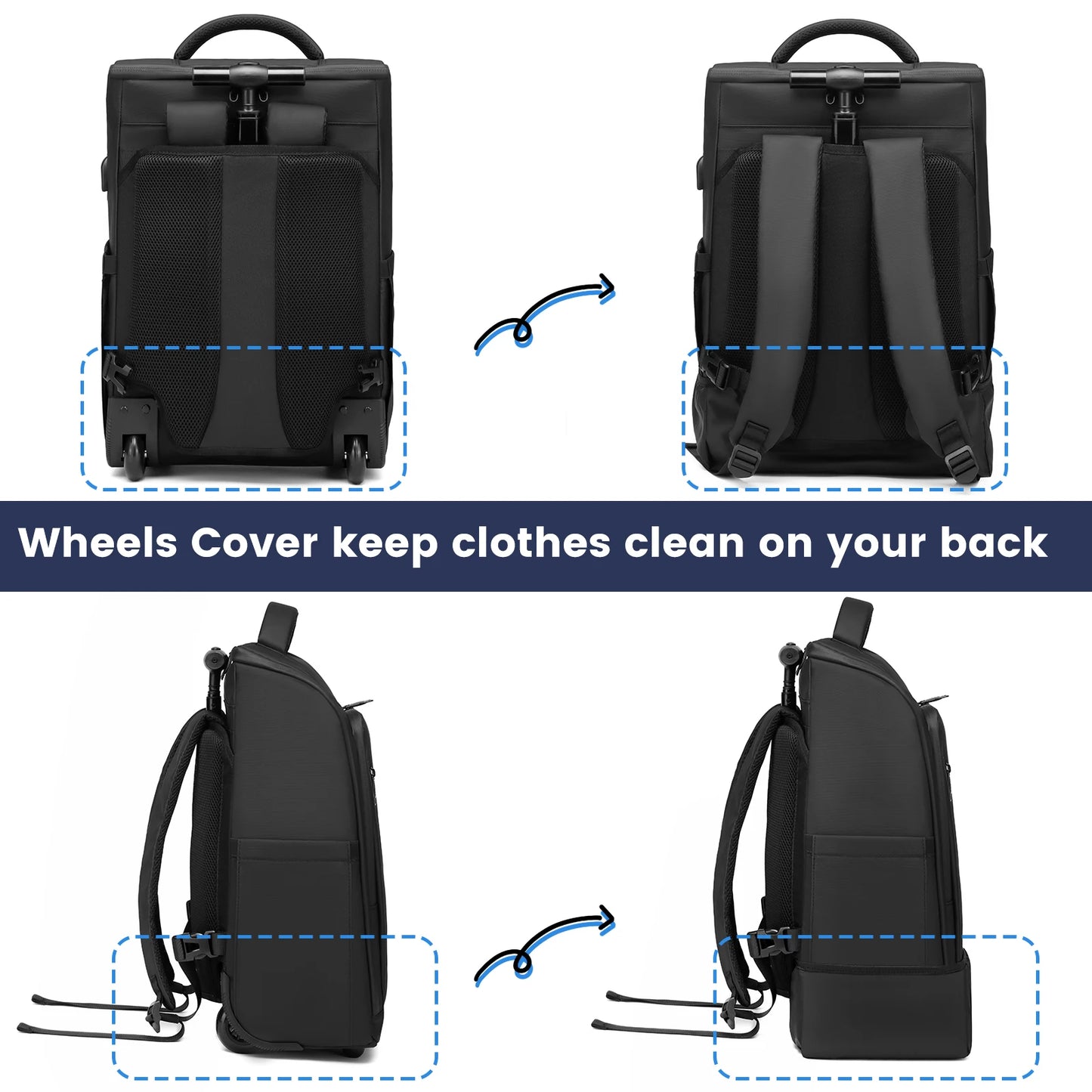 Rolling Backpack With USB Port For Laptop Gear