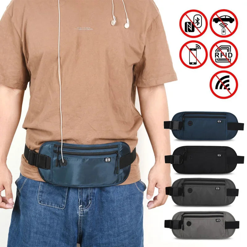 RFID Blocking Waterproof Travel Fanny Pack Hidden Wallet Passport Holder