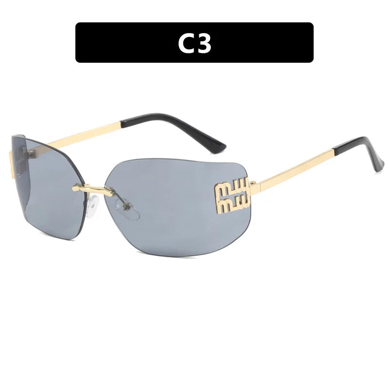 Classic Rimless Sunglasses For Women Gradient Lenses