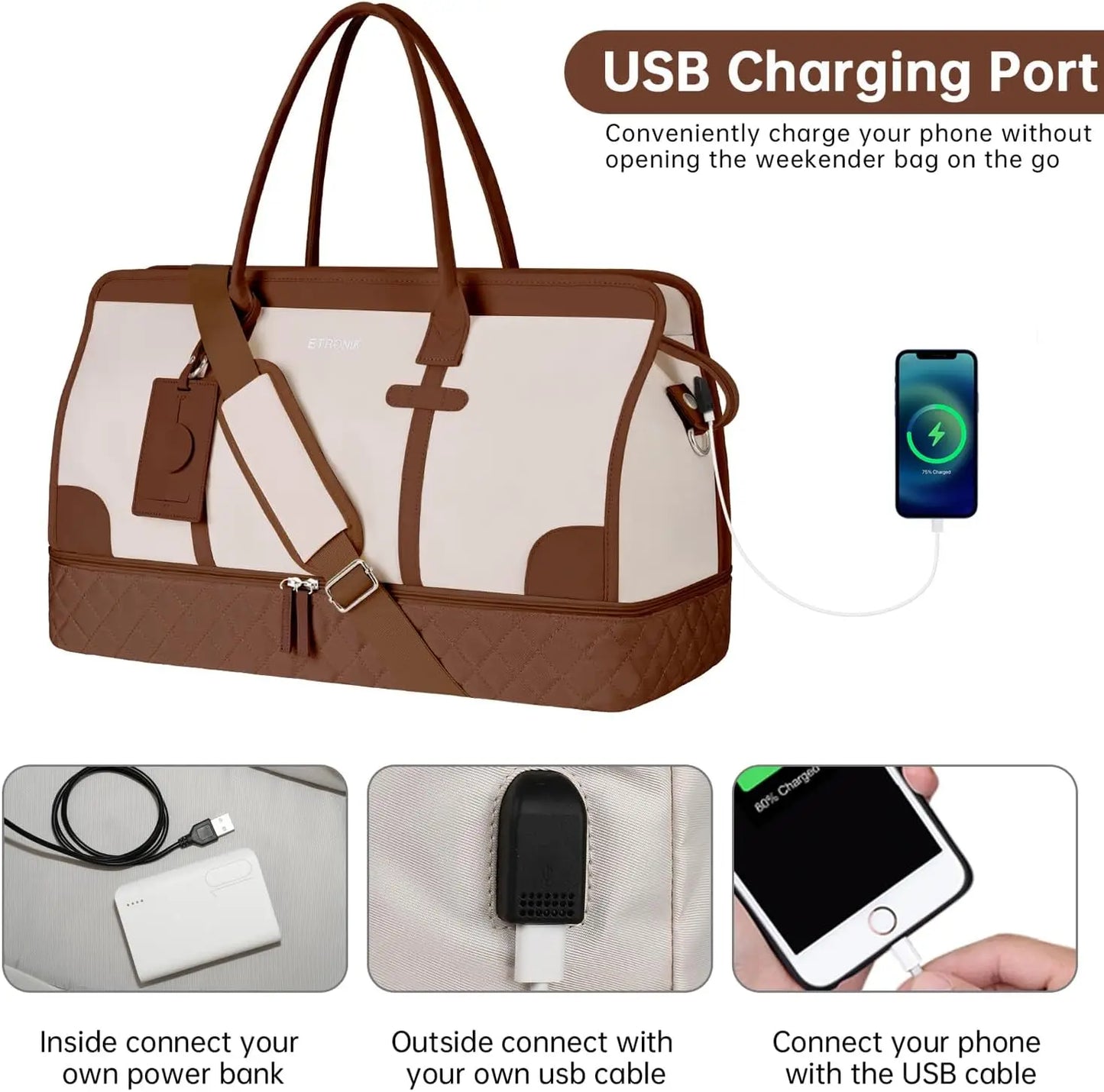 Womens Travel Duffle Bag With Shoe Compartment Wet Pocket