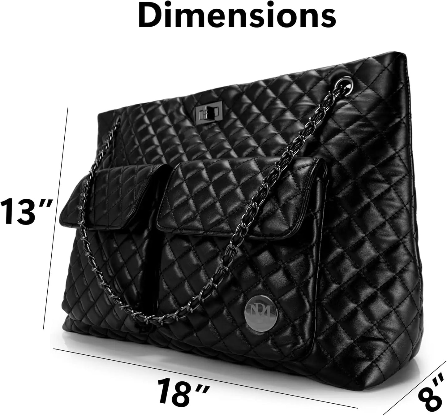 Quilted Vegan Leather Tote Weekender Bag For Women