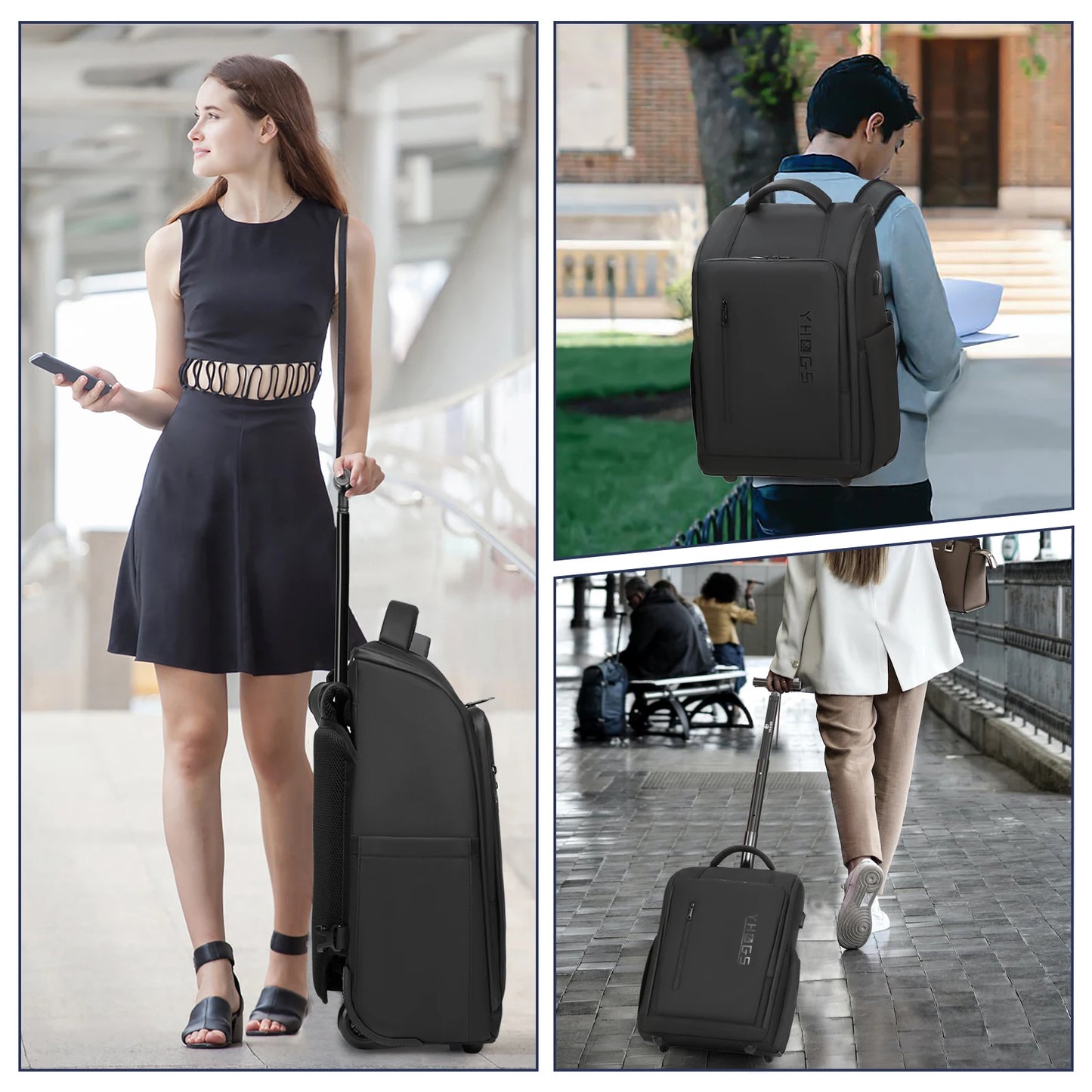 Rolling Backpack With USB Port For Laptop Gear
