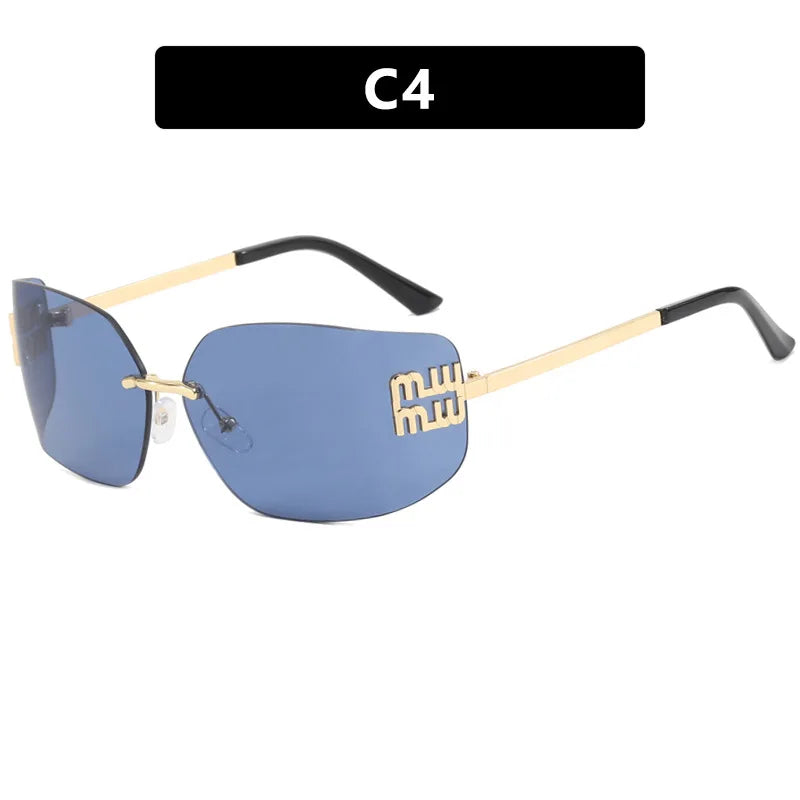 Classic Rimless Sunglasses For Women Gradient Lenses