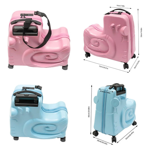 Kids Ride On Luggage Aluminum Telescopic Handle 360 Spinner Wheels