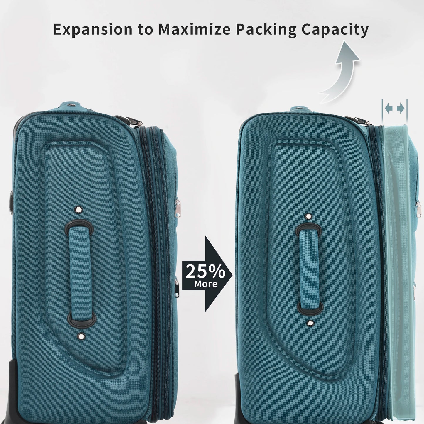 Softside Luggage 3 Piece Set Expandable Spinner Upright Suitcases