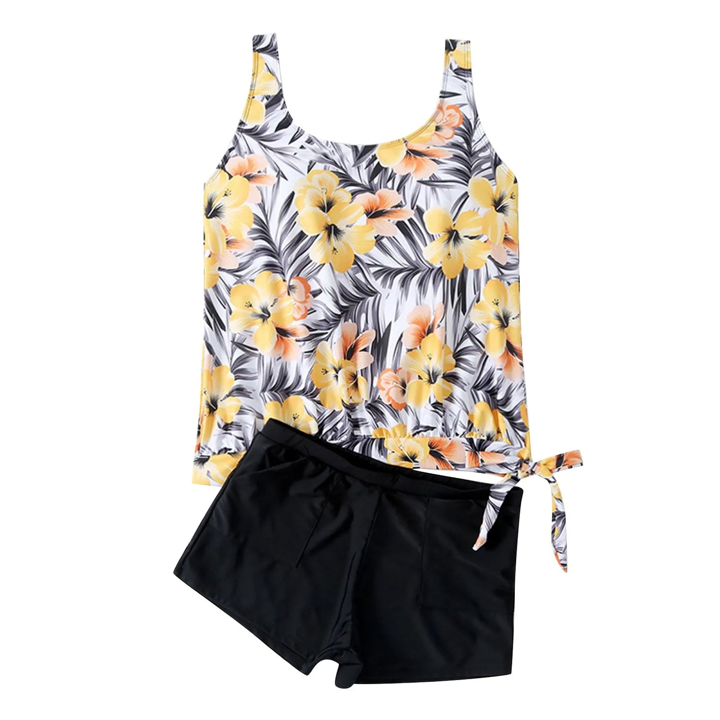 Floral Two Piece Nylon Swimwear Set for Women Beachwear