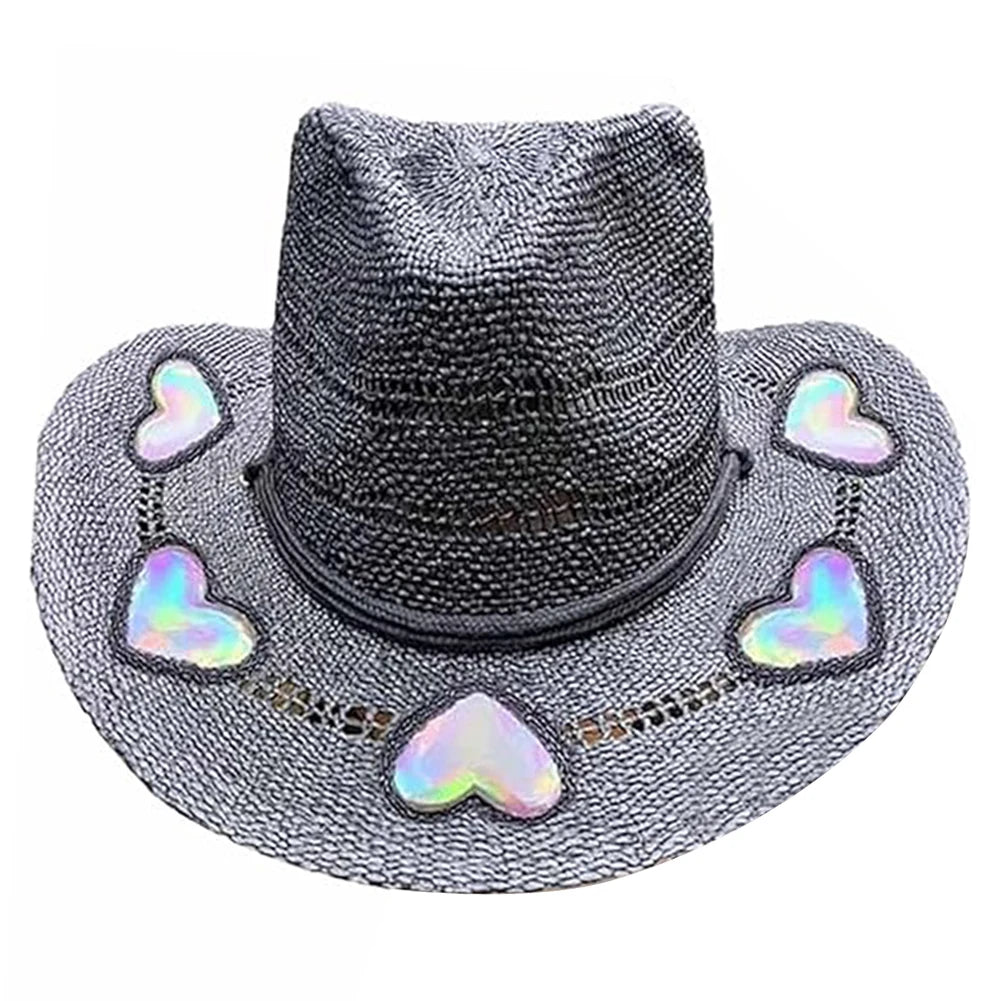 Straw Cowboy Hat Western Bohemian Beach Sun Hat Women