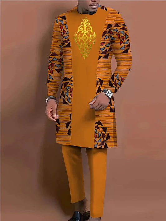 Men's Casual Long Sleeve Two Piece Set Top And Trousers