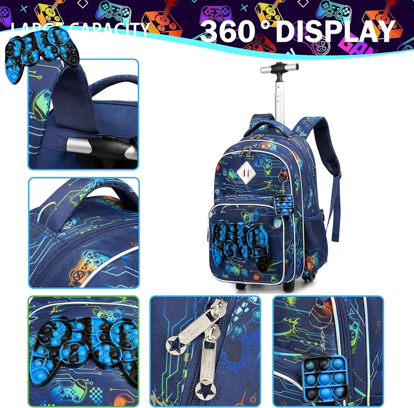 Rolling Backpack for Boys Luggage Set with Wheels
