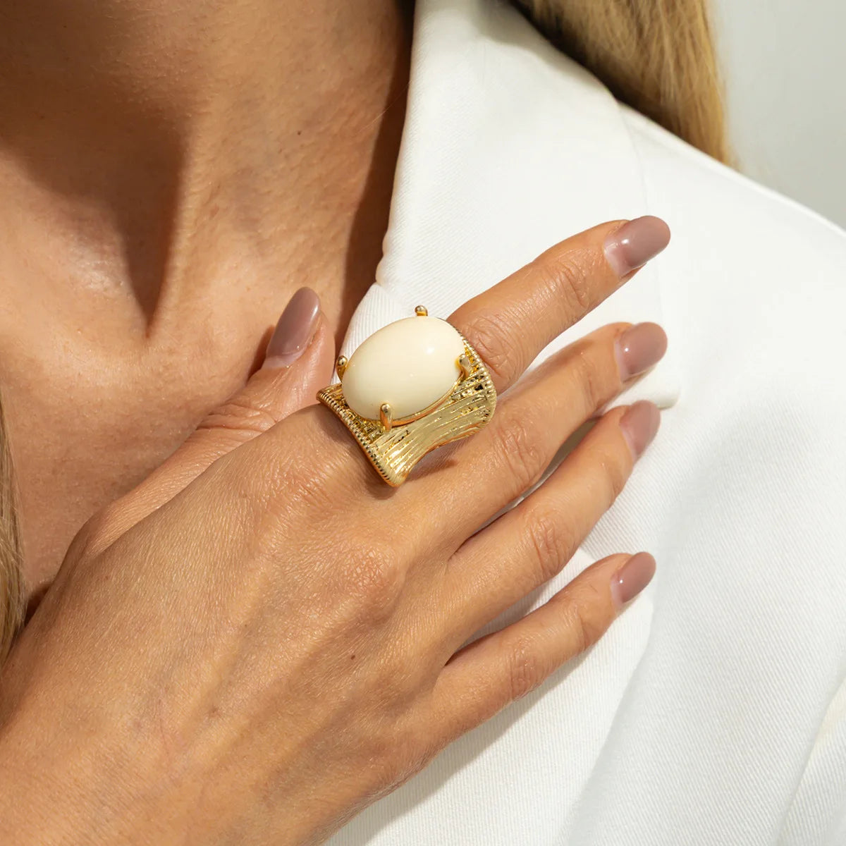 Rock Punk Hip Hop Resin Stone Ring For Women