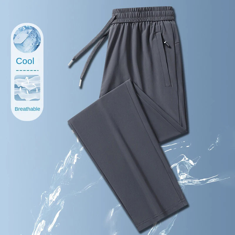 Ice Silk Men's Trousers Summer Breathable Stretch Business Pants