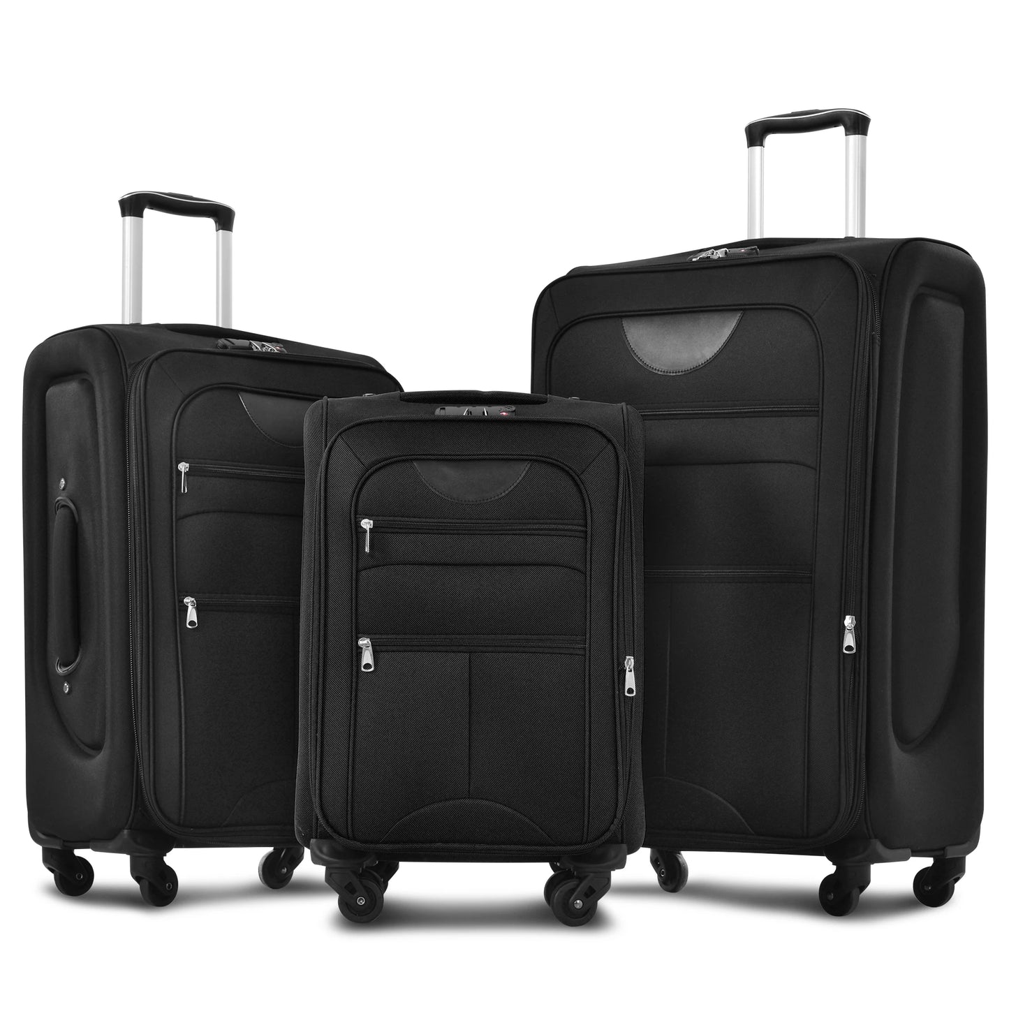 Softside Luggage 3 Piece Set Expandable Spinner Upright Suitcases