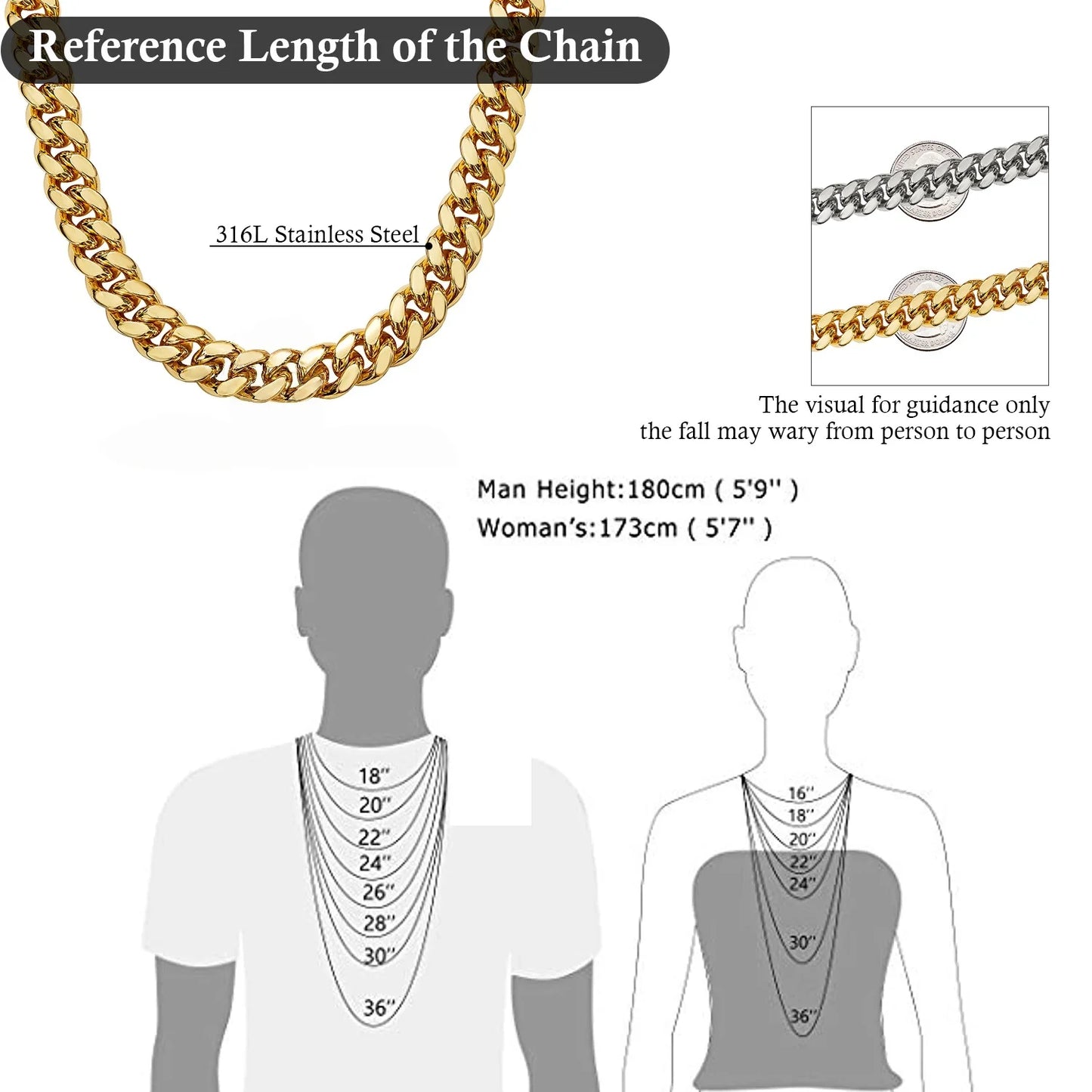 14K Gold Plated Stainless Steel Cuban Miami Link Necklace