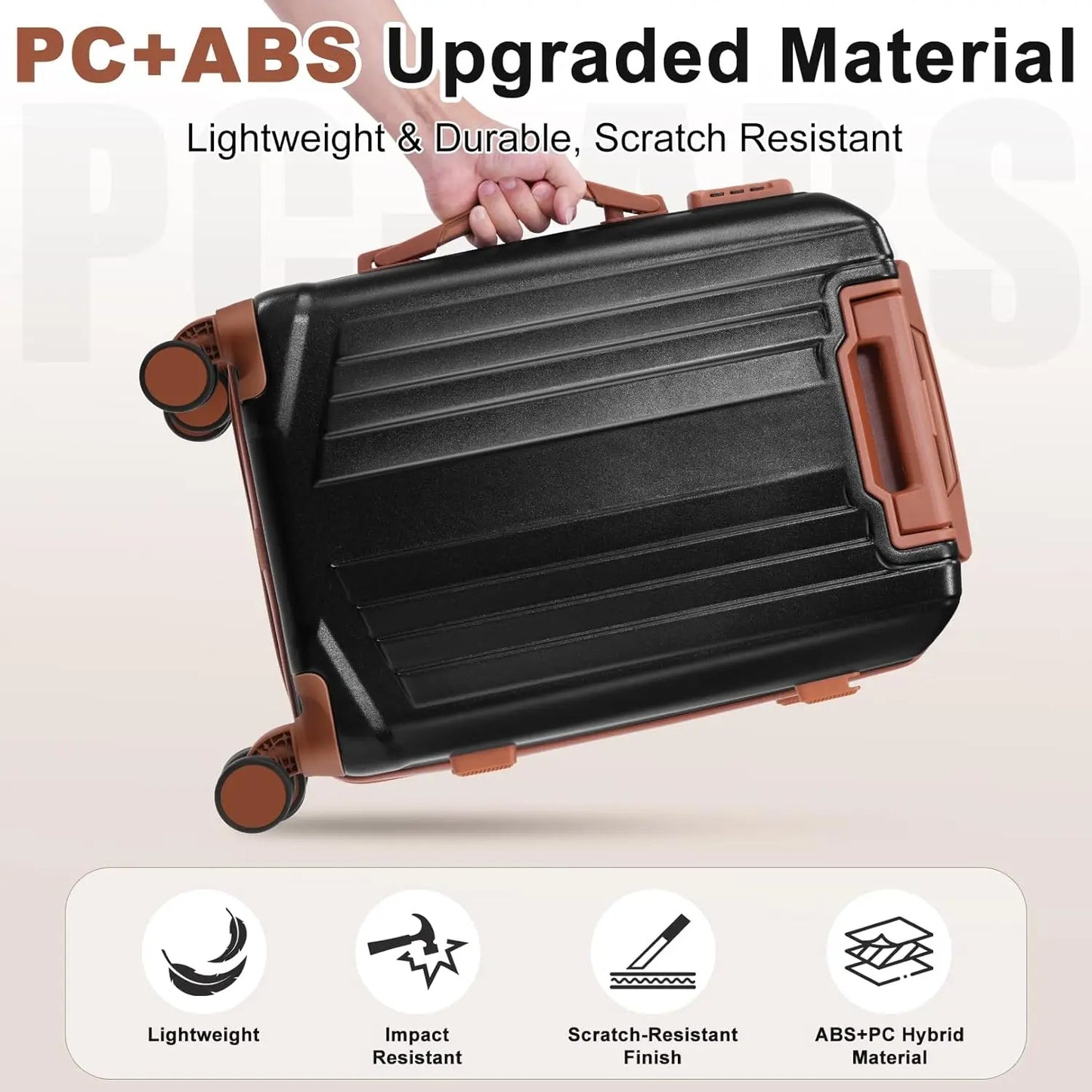 Three-Piece Lightweight Carry-On Luggage Set With Spinner Wheels