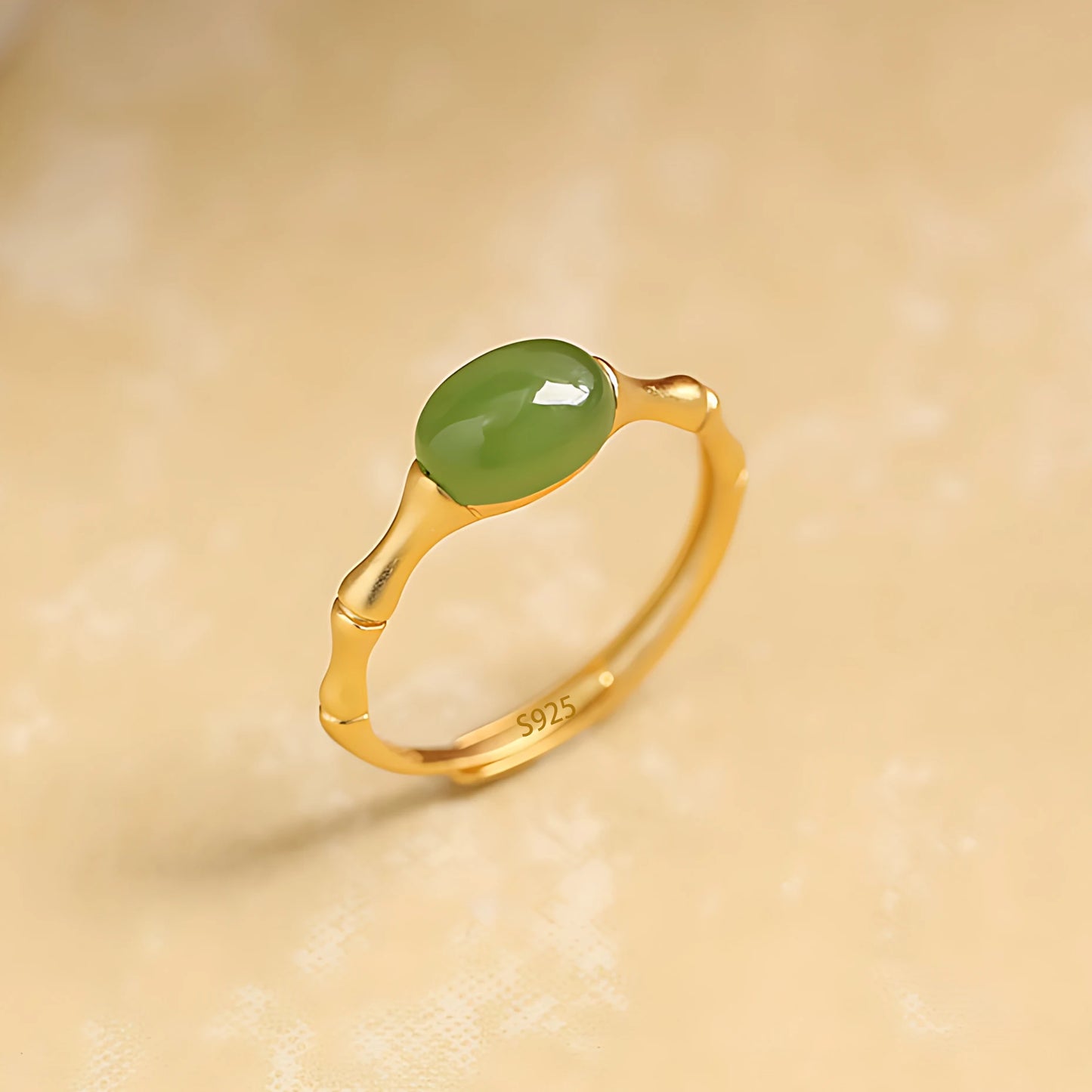 Sterling Silver Hotan Jade Geometric Ring For Women