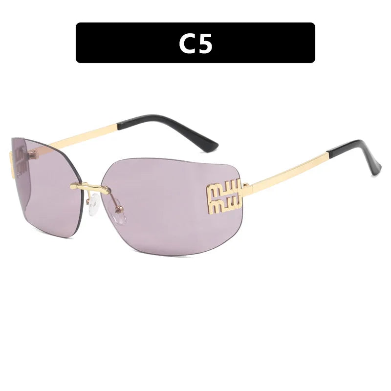 Classic Rimless Sunglasses For Women Gradient Lenses