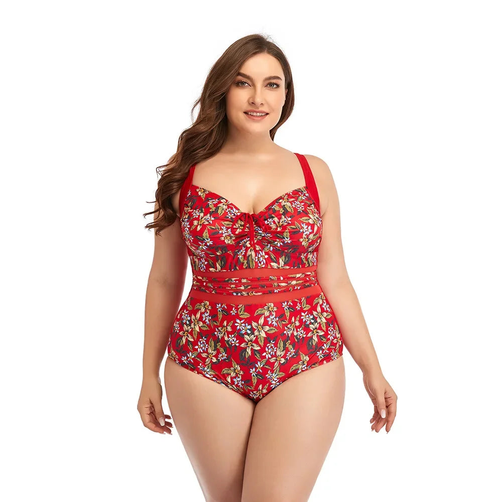Women's Floral Pattern One Piece Swimsuit Polyester Elastane