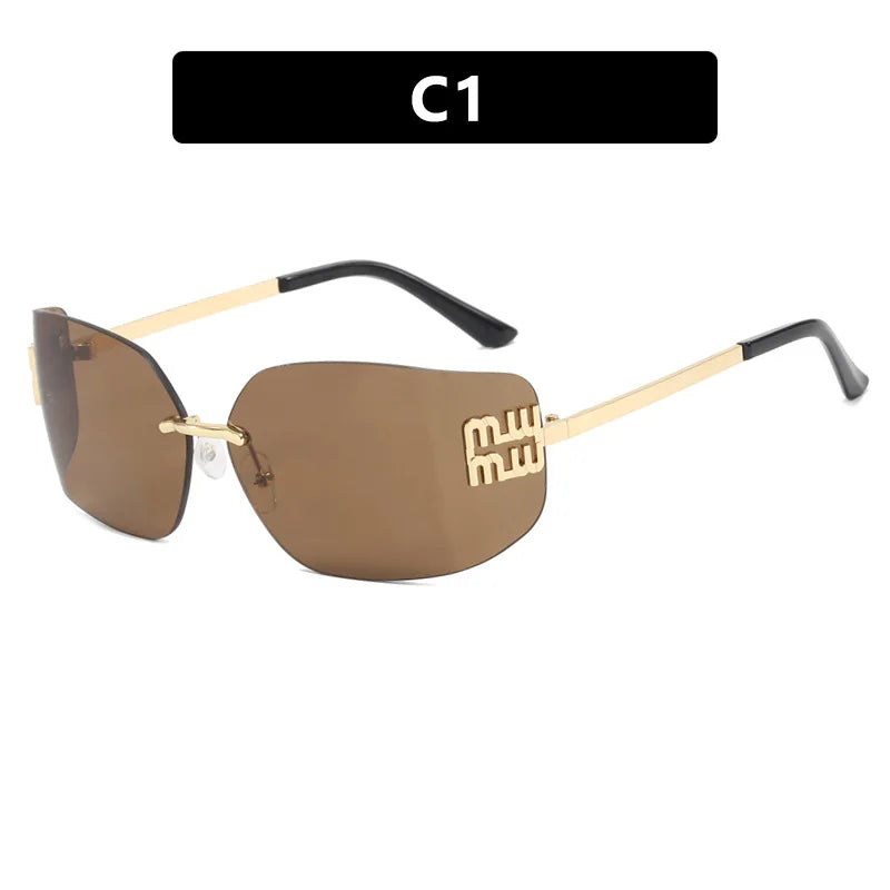 Classic Rimless Sunglasses For Women Gradient Lenses