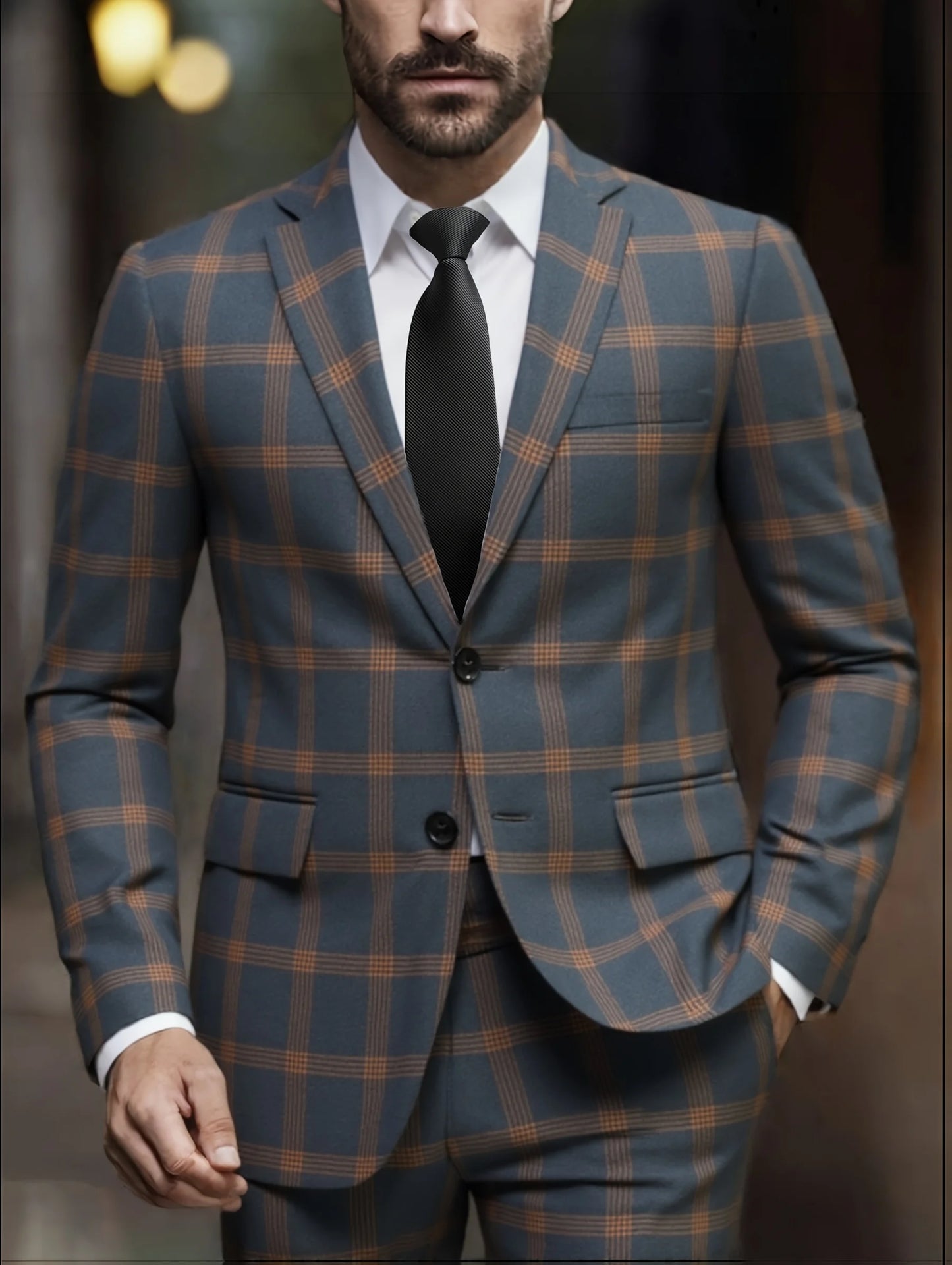 Men's Four Seasons Plaid Suit Two Piece Slim Fit