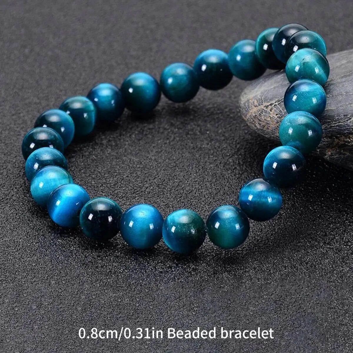 Tiger Eye Beaded Bracelet Natural Stone Minimalist Unisex Jewelry