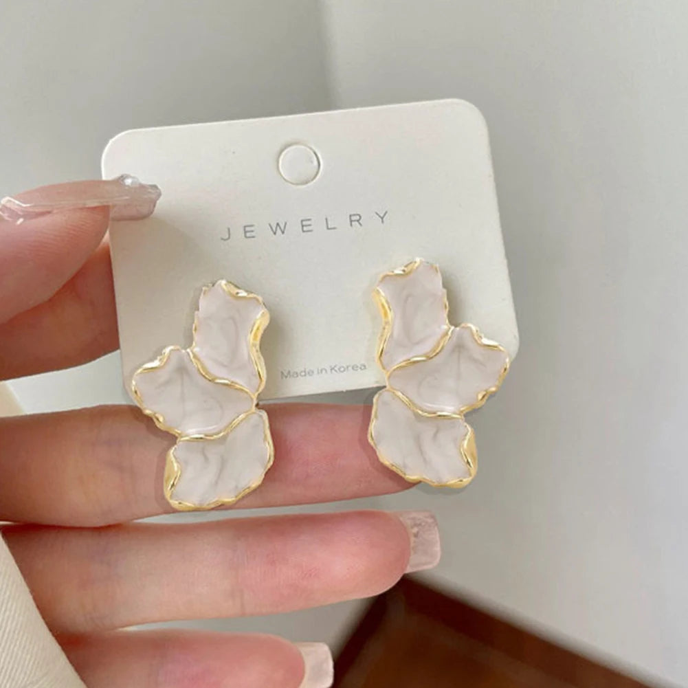 Irregular Petal Earrings Geometric Flower Statement Jewelry For Women