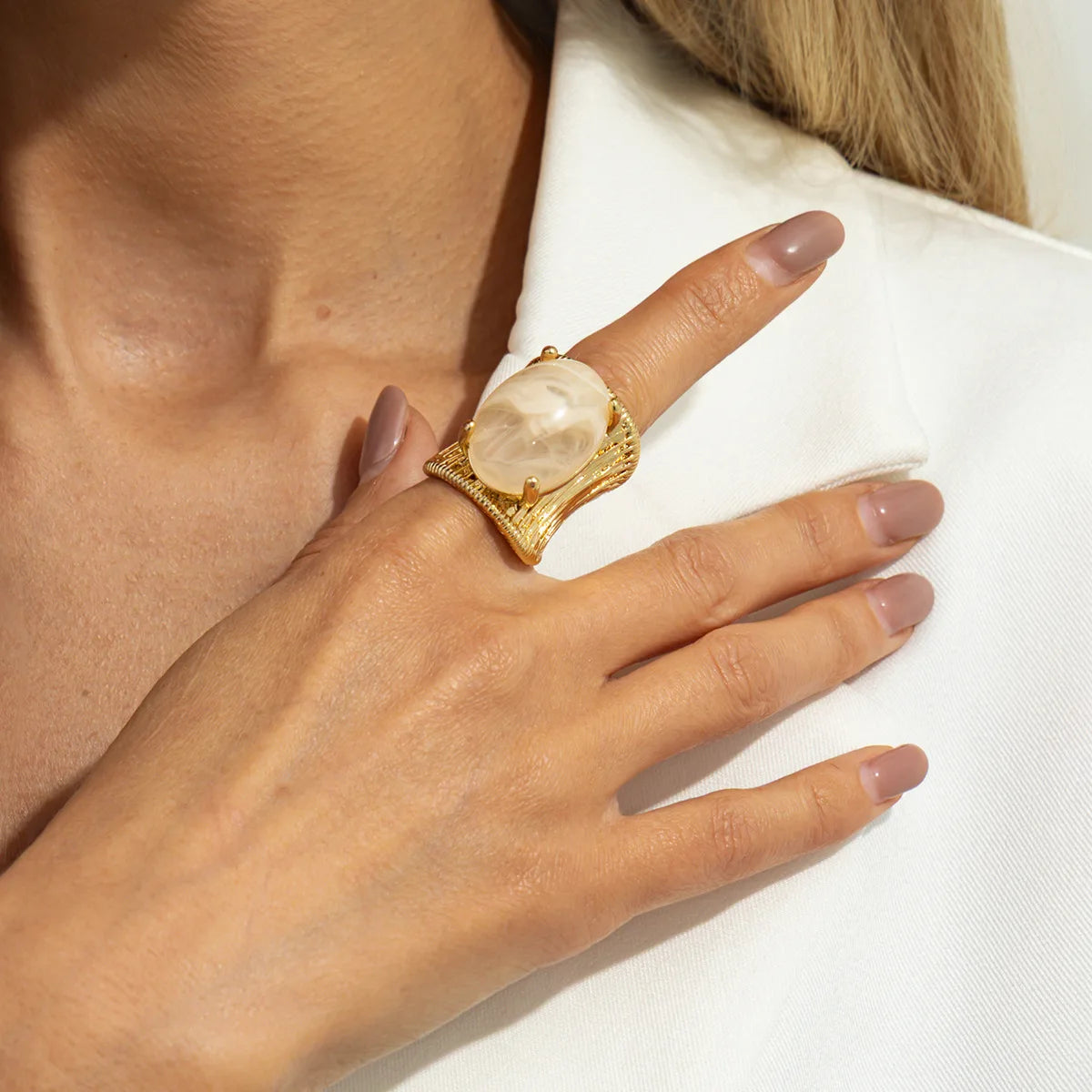 Rock Punk Hip Hop Resin Stone Ring For Women