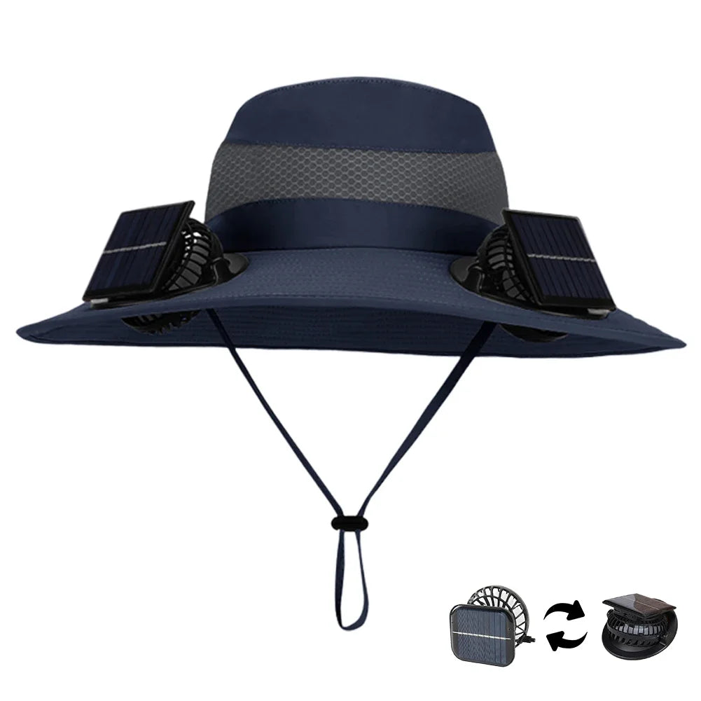 Solar Charging Fan Wide Brim Sun Hat UV Protection