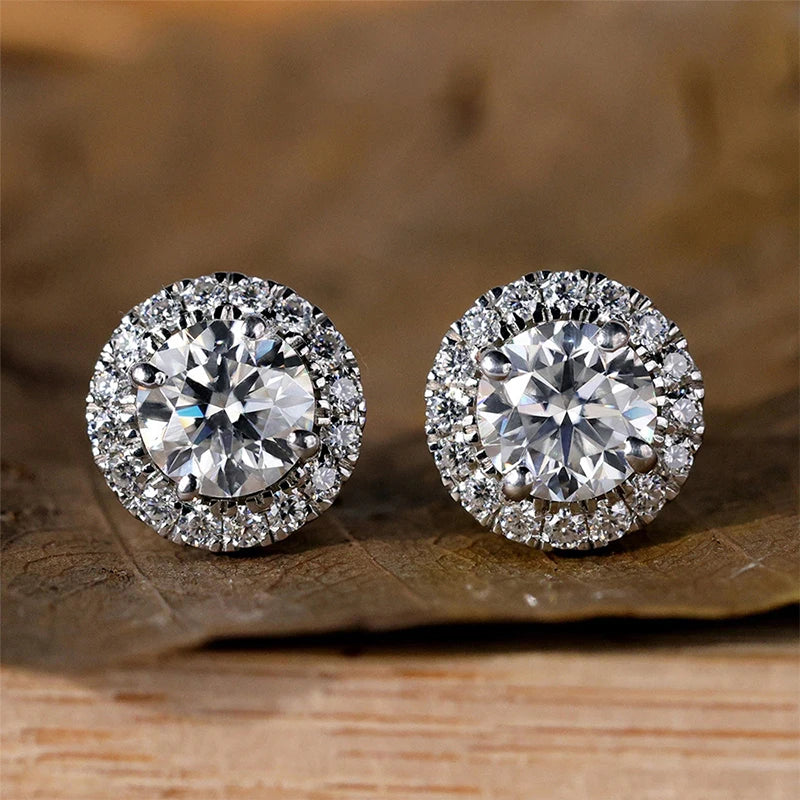 Sterling Silver Round Stud Earrings For Women