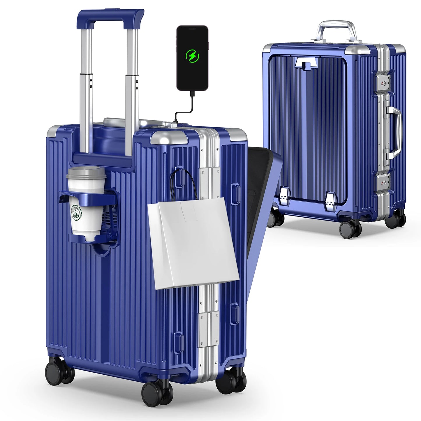 Airline Approved Carry-On Luggage Aluminum Framed With Laptop Compartment