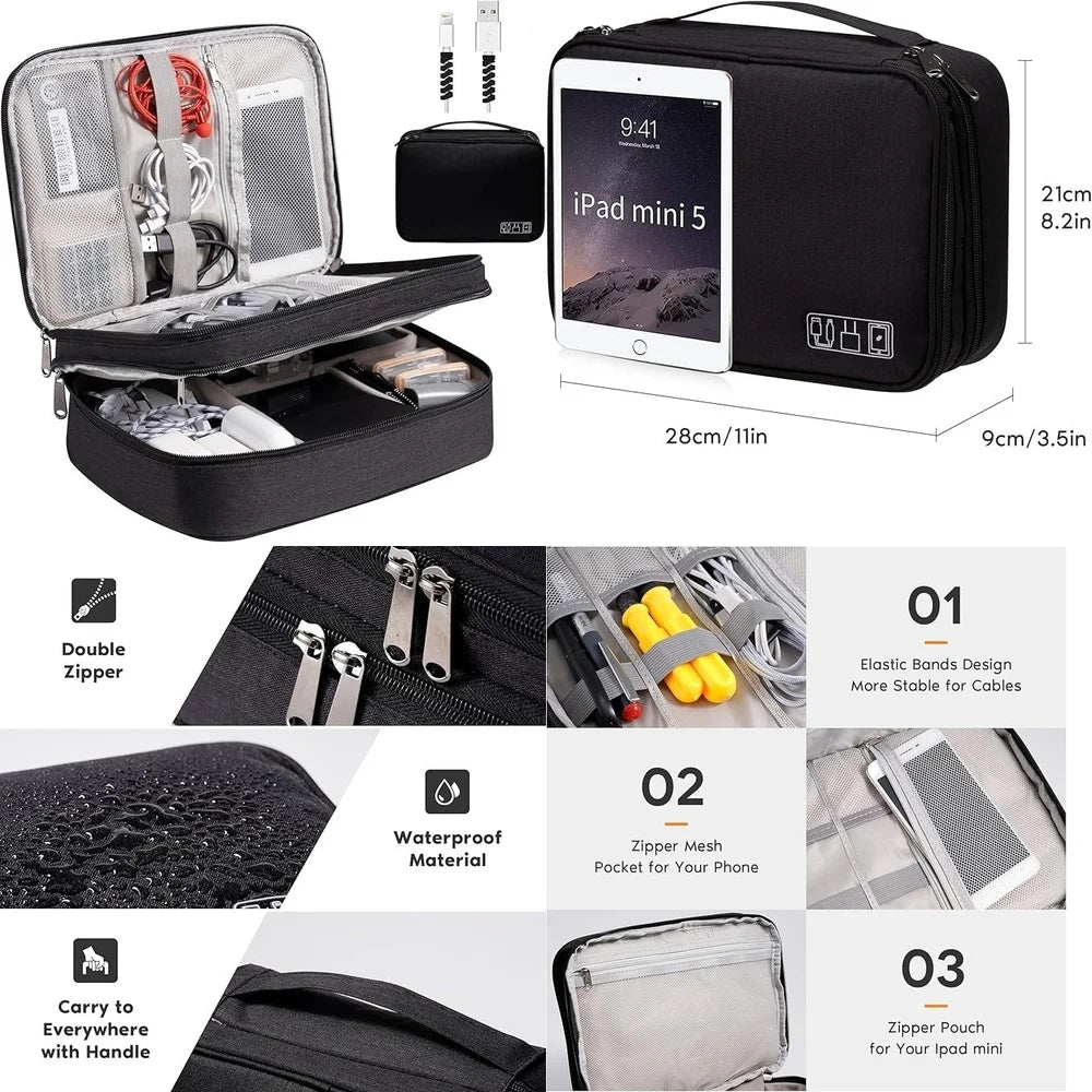 Portable Digital Storage Bag for USB Cables and Electronics Organizer