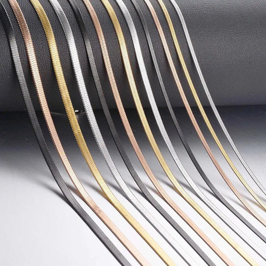 Stainless Steel Herringbone Snake Chain Necklace Unisex