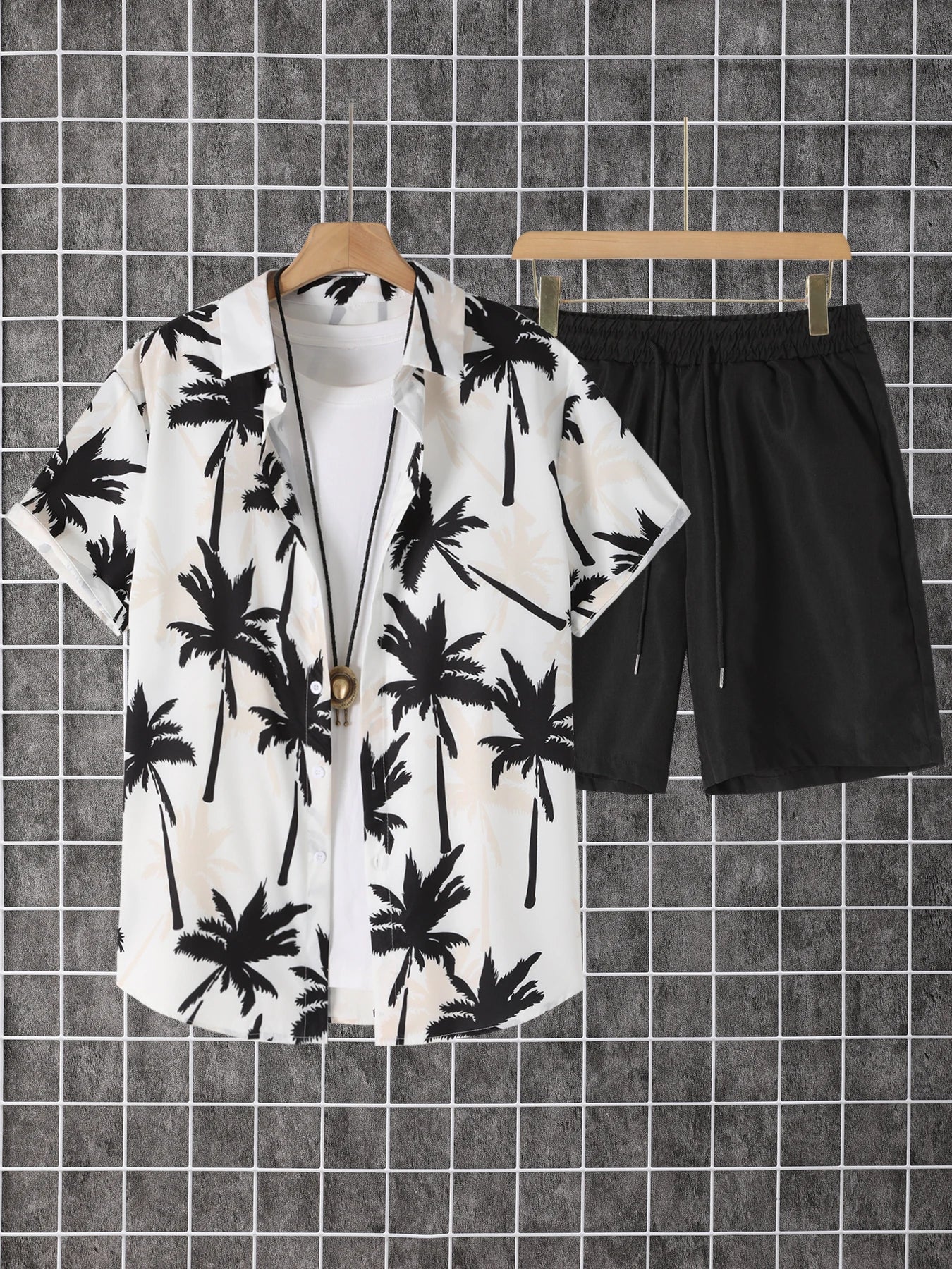 Men's Button Down Shirt and Drawstring Pants Set
