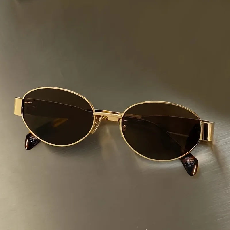 Oval Sunglasses Women Luxury Metal Frame Vintage Style