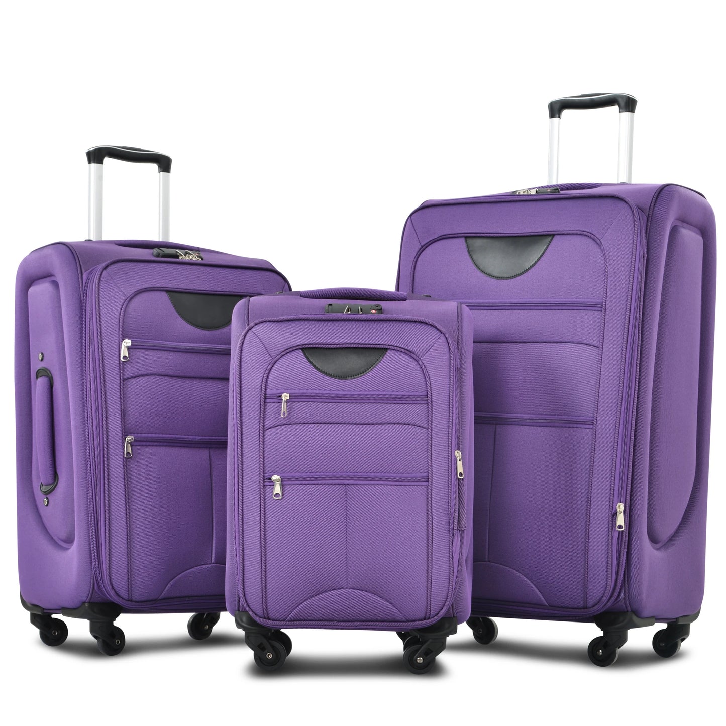 Softside Luggage 3 Piece Set Expandable Spinner Upright Suitcases