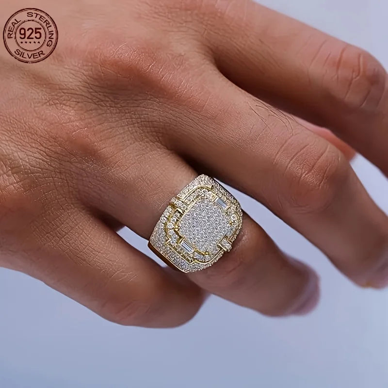 18K Gold Plated 925 Sterling Silver Ring For Men