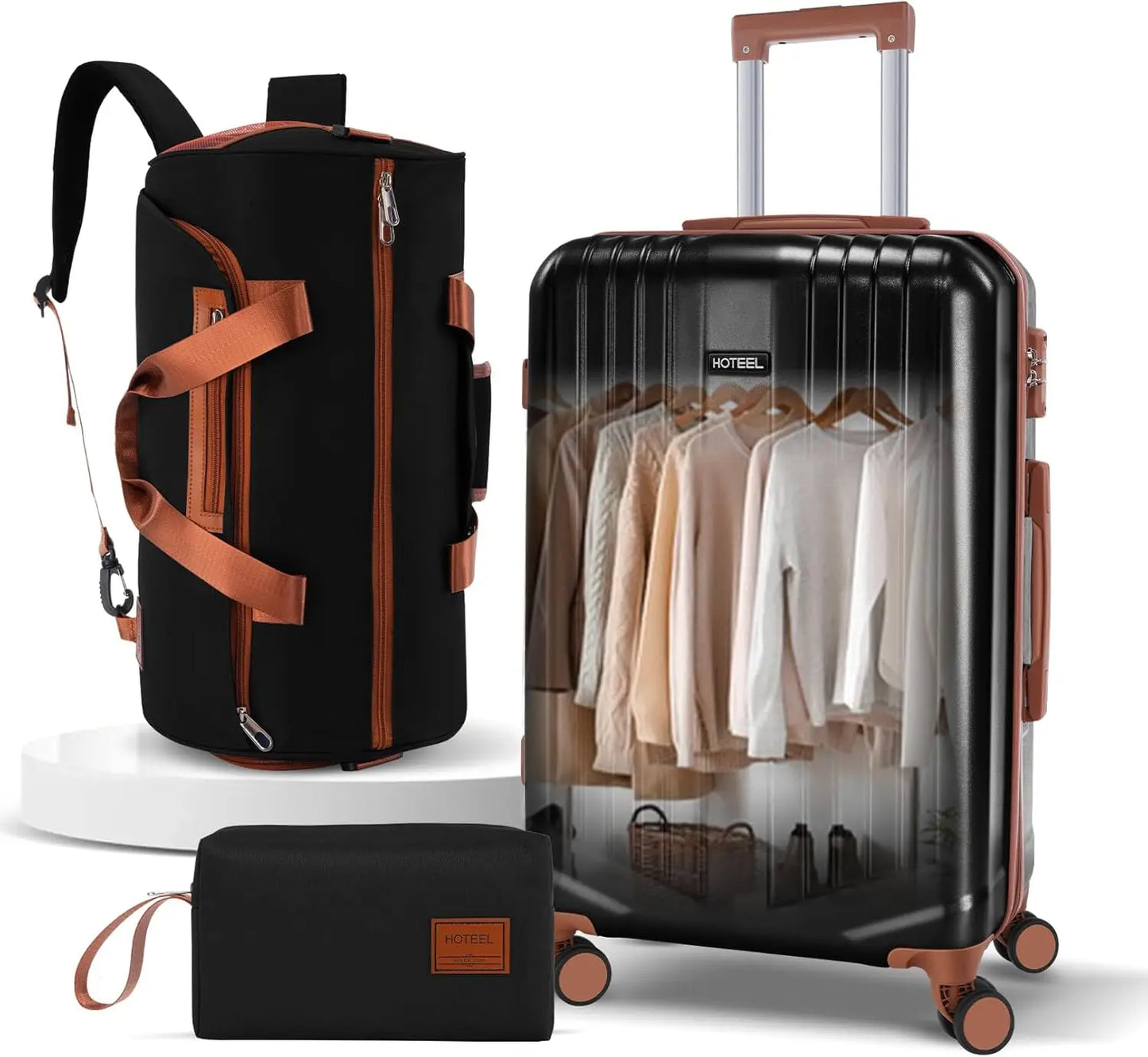 Three-Piece Lightweight Carry-On Luggage Set With Spinner Wheels