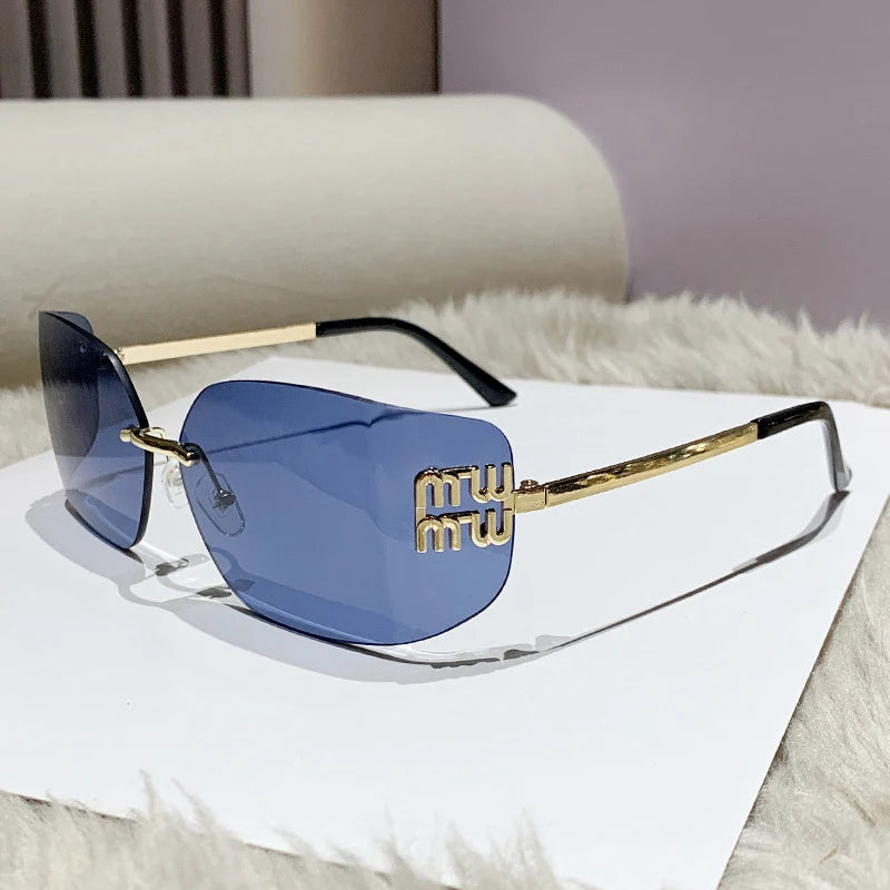 Classic Rimless Sunglasses For Women Gradient Lenses
