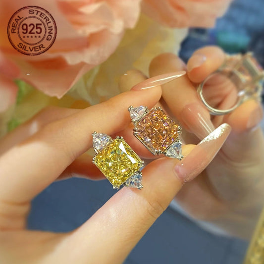 Square Ice Flower Cut 925 Silver Ring For Women