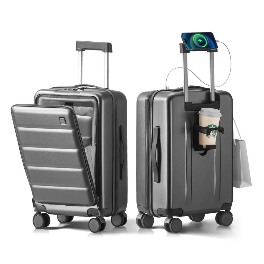 Carry On Luggage Hardside Front Pocket Cup Holder