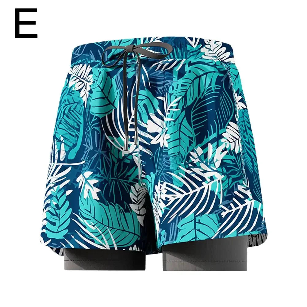 Double Layer Sports Swim Shorts For Men Quick Dry