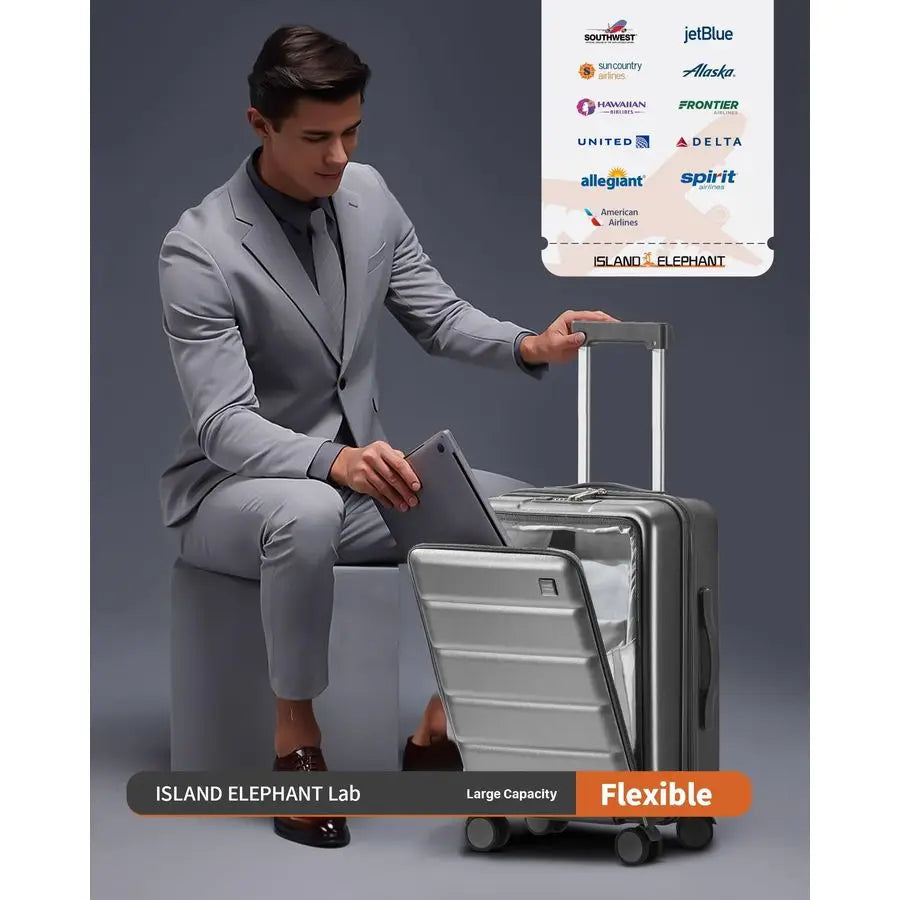 Carry On Luggage Hardside Front Pocket Cup Holder