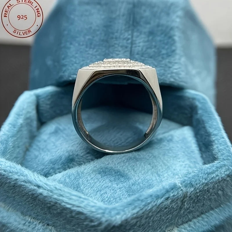 Men's Iced Out Baguette Octagon Pinky Ring Zircon 925
