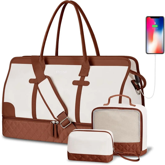 Womens Travel Duffle Bag With Shoe Compartment Wet Pocket