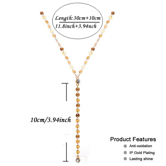 Stainless Steel Multilayer Sequins Tassel Necklace For Women Y Shape