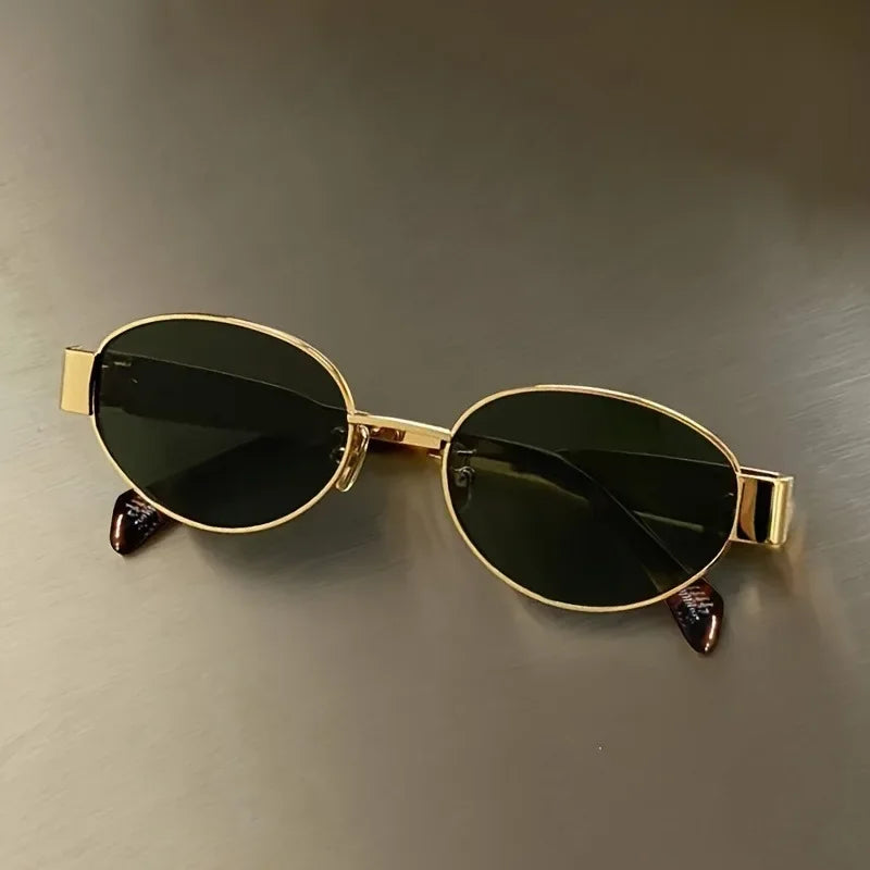 Oval Sunglasses Women Luxury Metal Frame Vintage Style