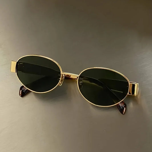 Oval Sunglasses Women Luxury Metal Frame Vintage Style