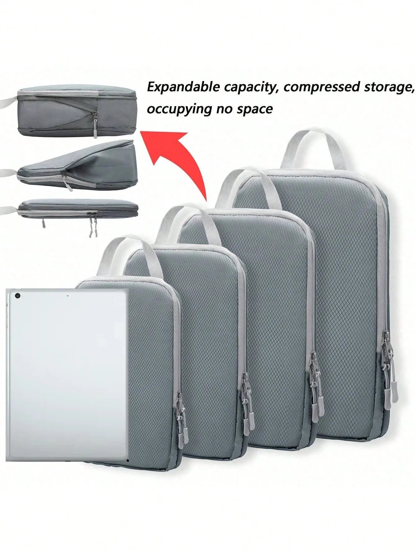 6 Piece Compression Packing Cubes Set Waterproof Travel Organizer
