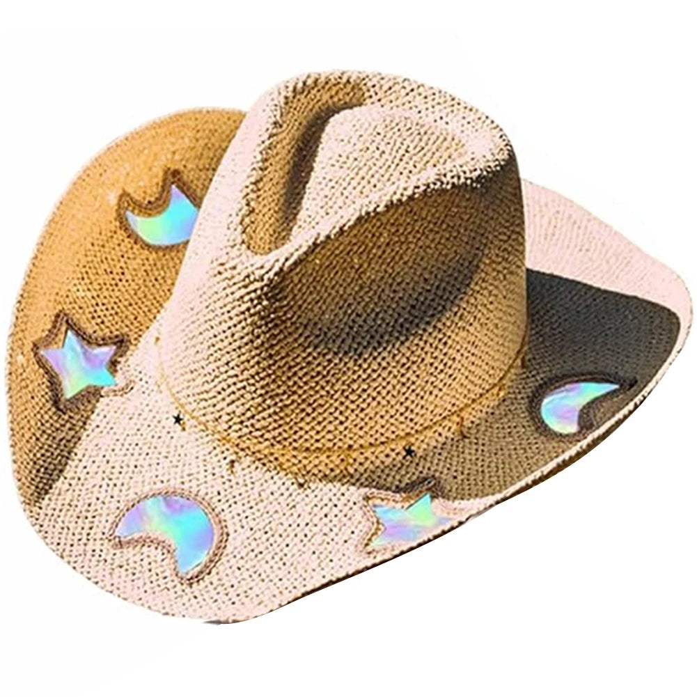 Straw Cowboy Hat Western Bohemian Beach Sun Hat Women